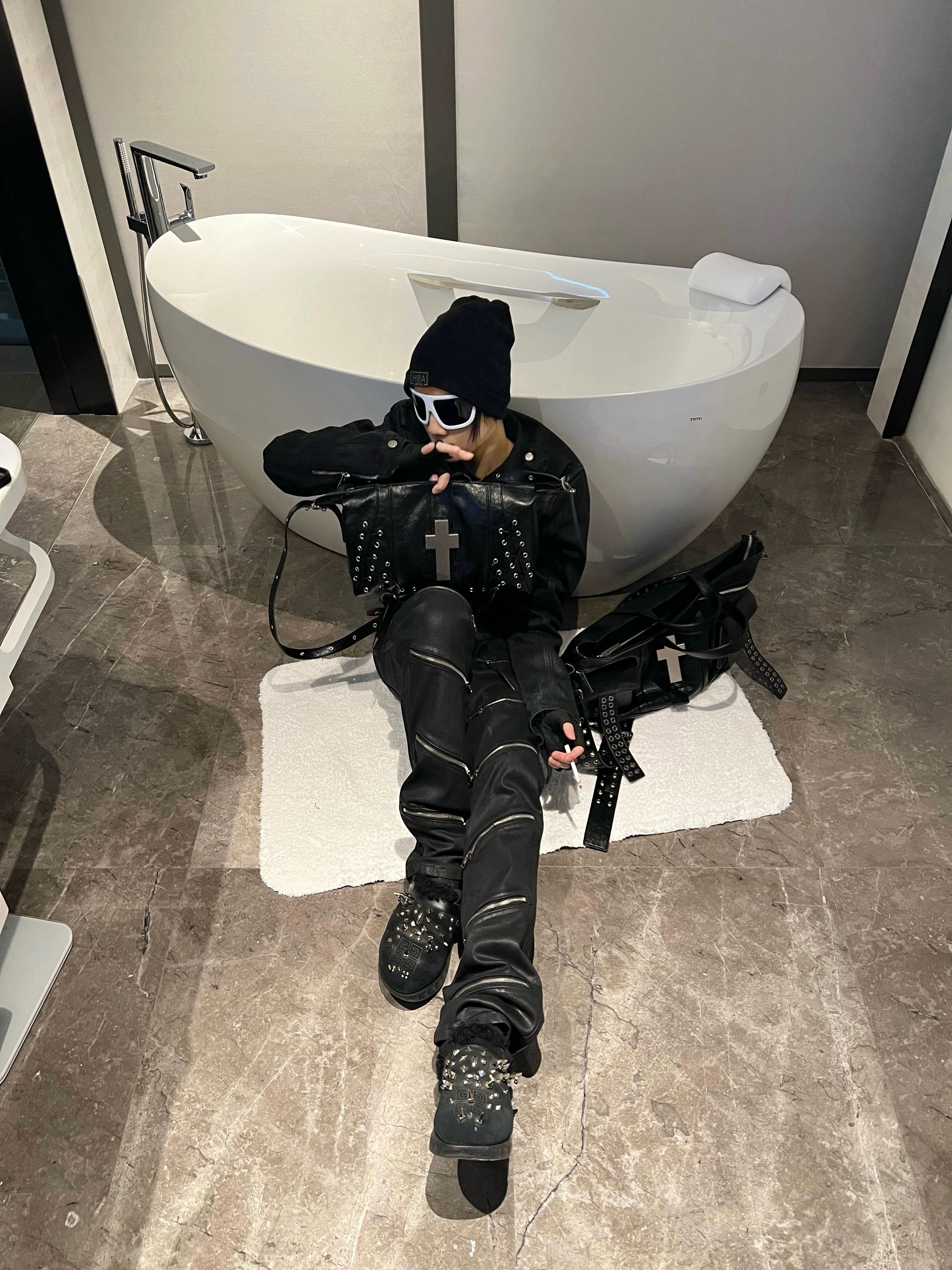 "ZIP" Multi-zipper Wax Pants