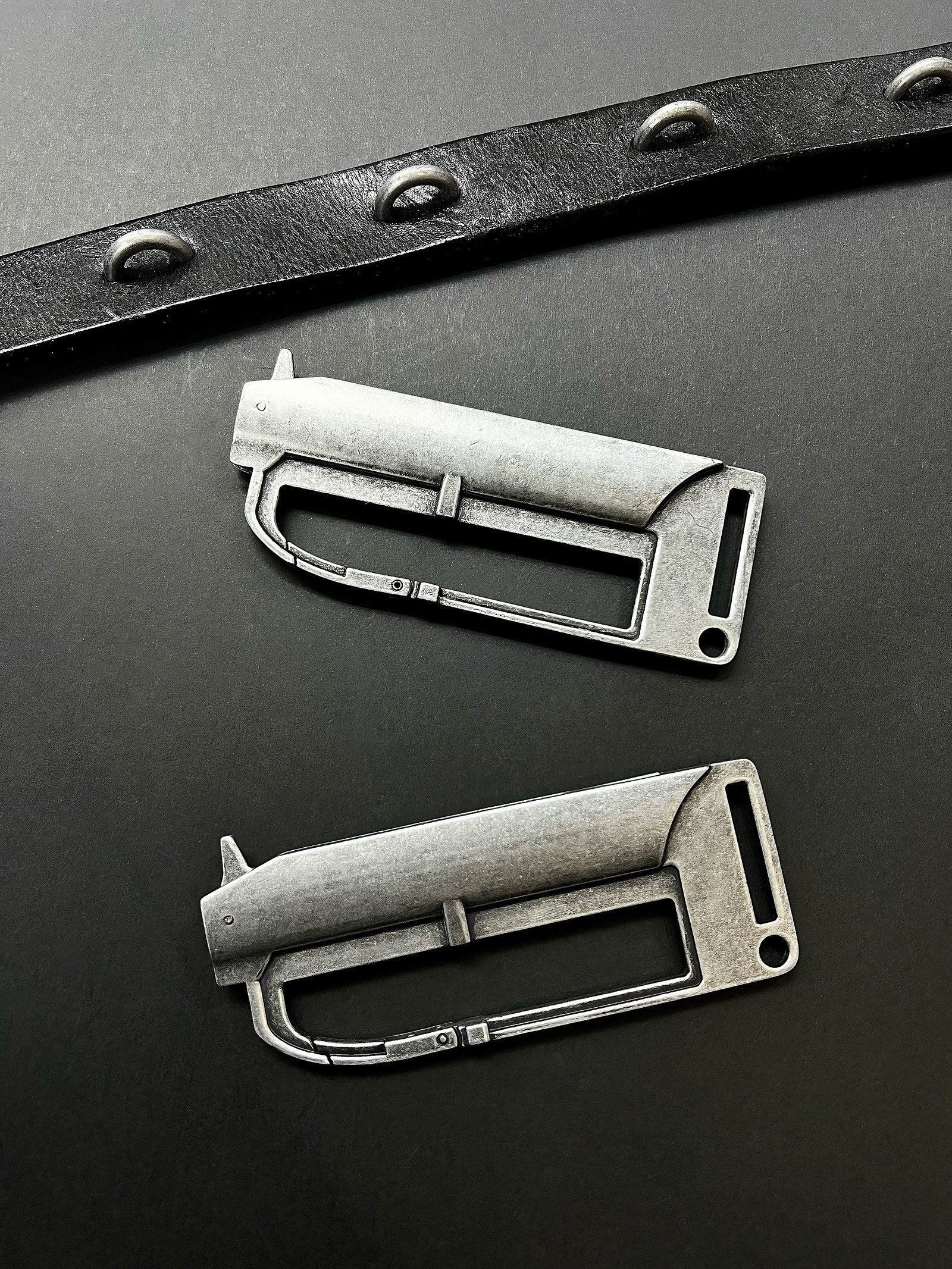 BΣLA Military Leather Belt - Steel Ring & Blade Buckle