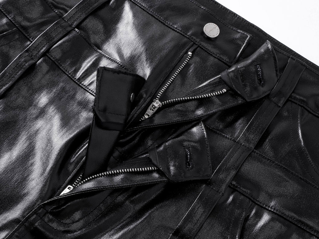 Multi-Waist Coated Biker Pants