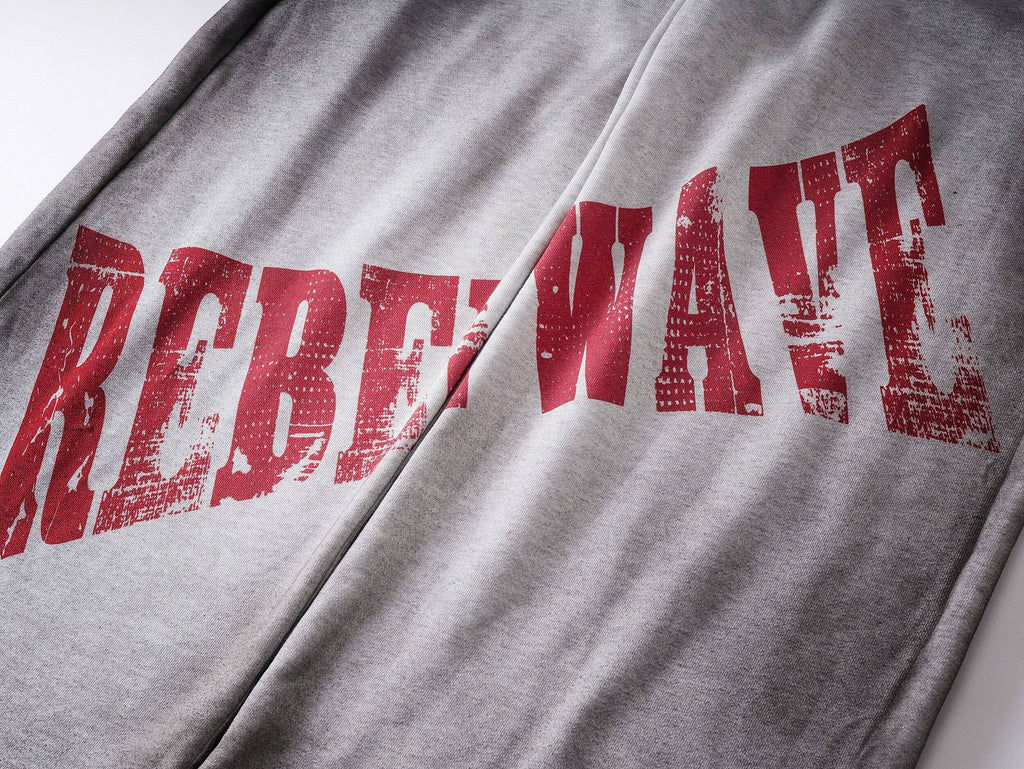 Distressed Reversible Slogan Sweatpants