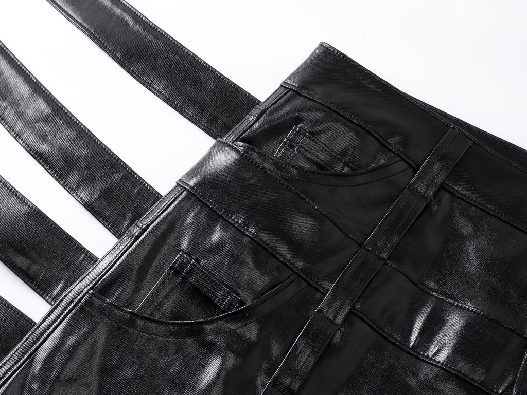 Multi-Waist Coated Biker Pants