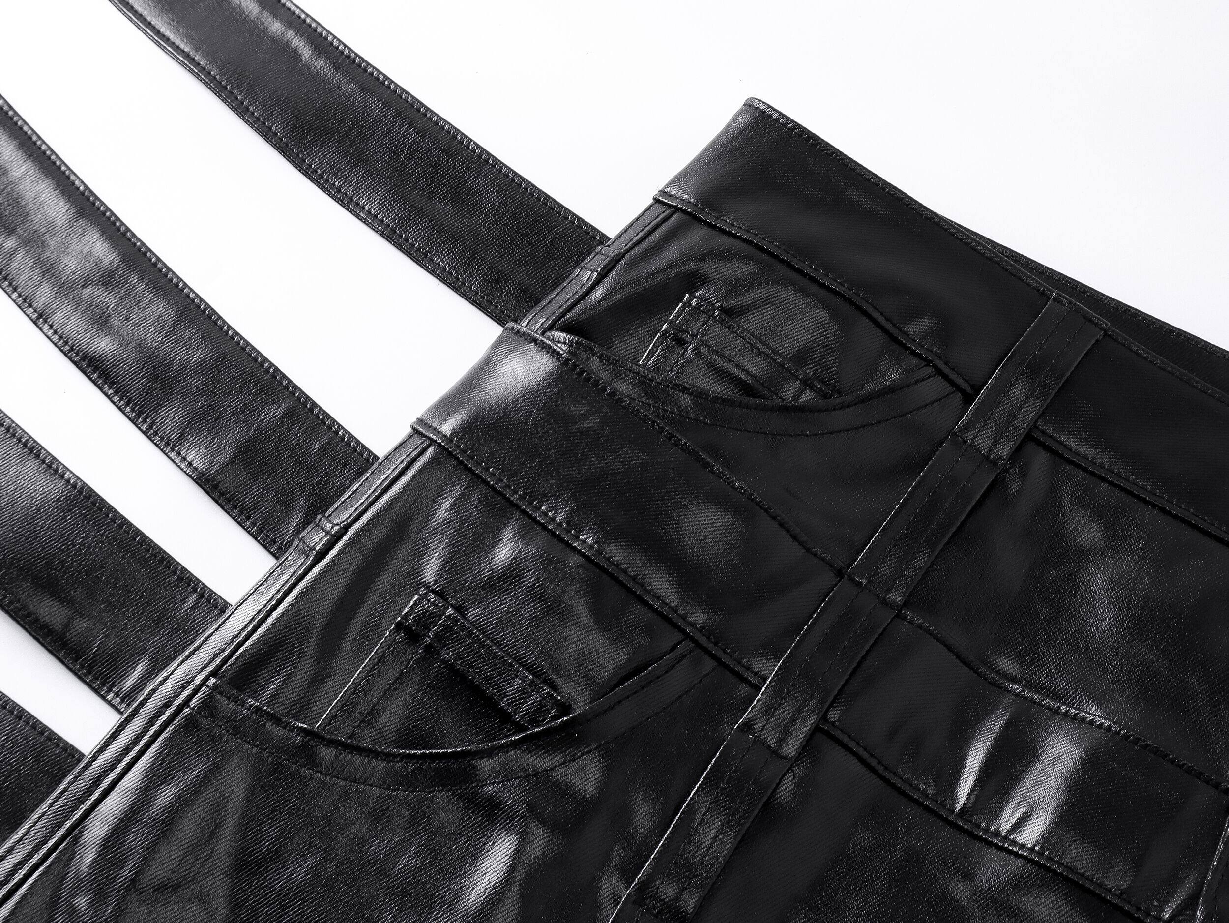 Multi-Waist Coated Biker Pants