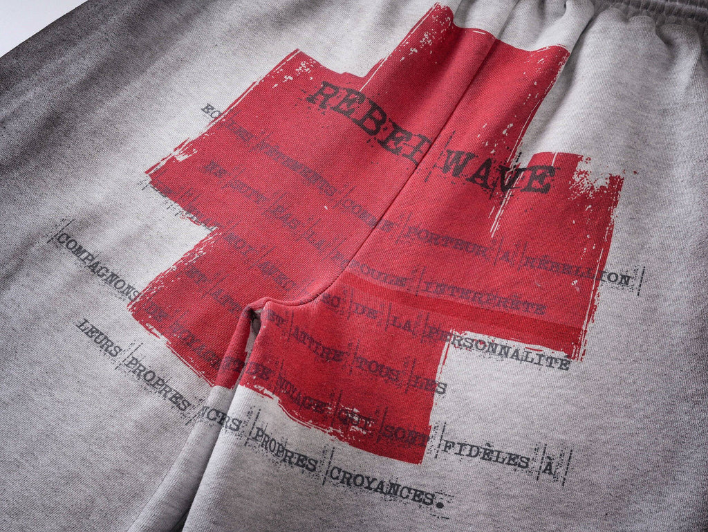 Distressed Reversible Slogan Sweatpants