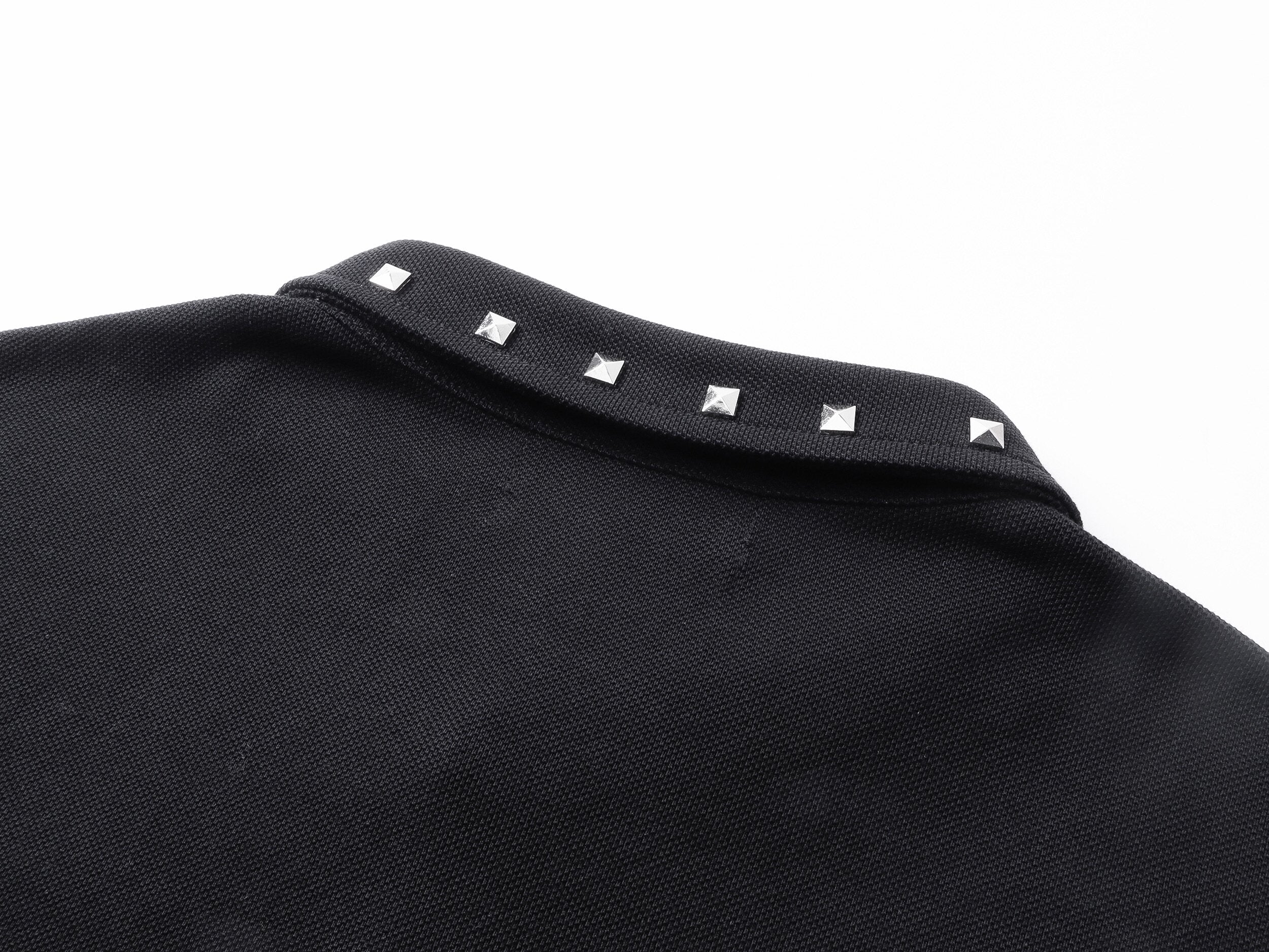 Russian Letter Rivet Print Polo Short Sleeve
