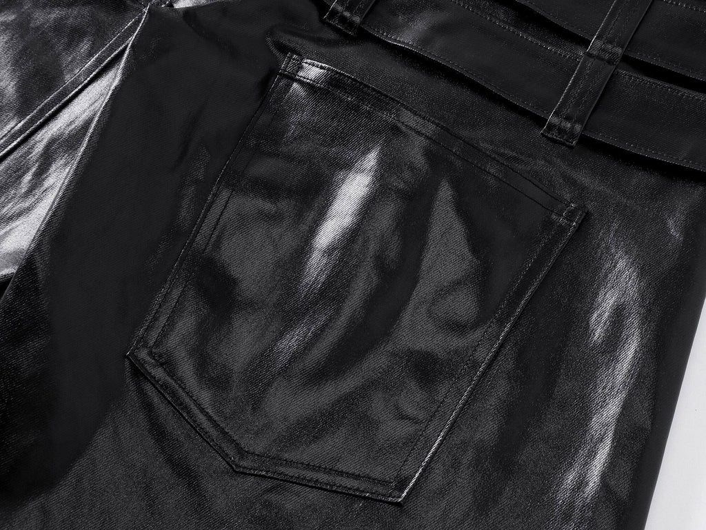 Multi-Waist Coated Biker Pants