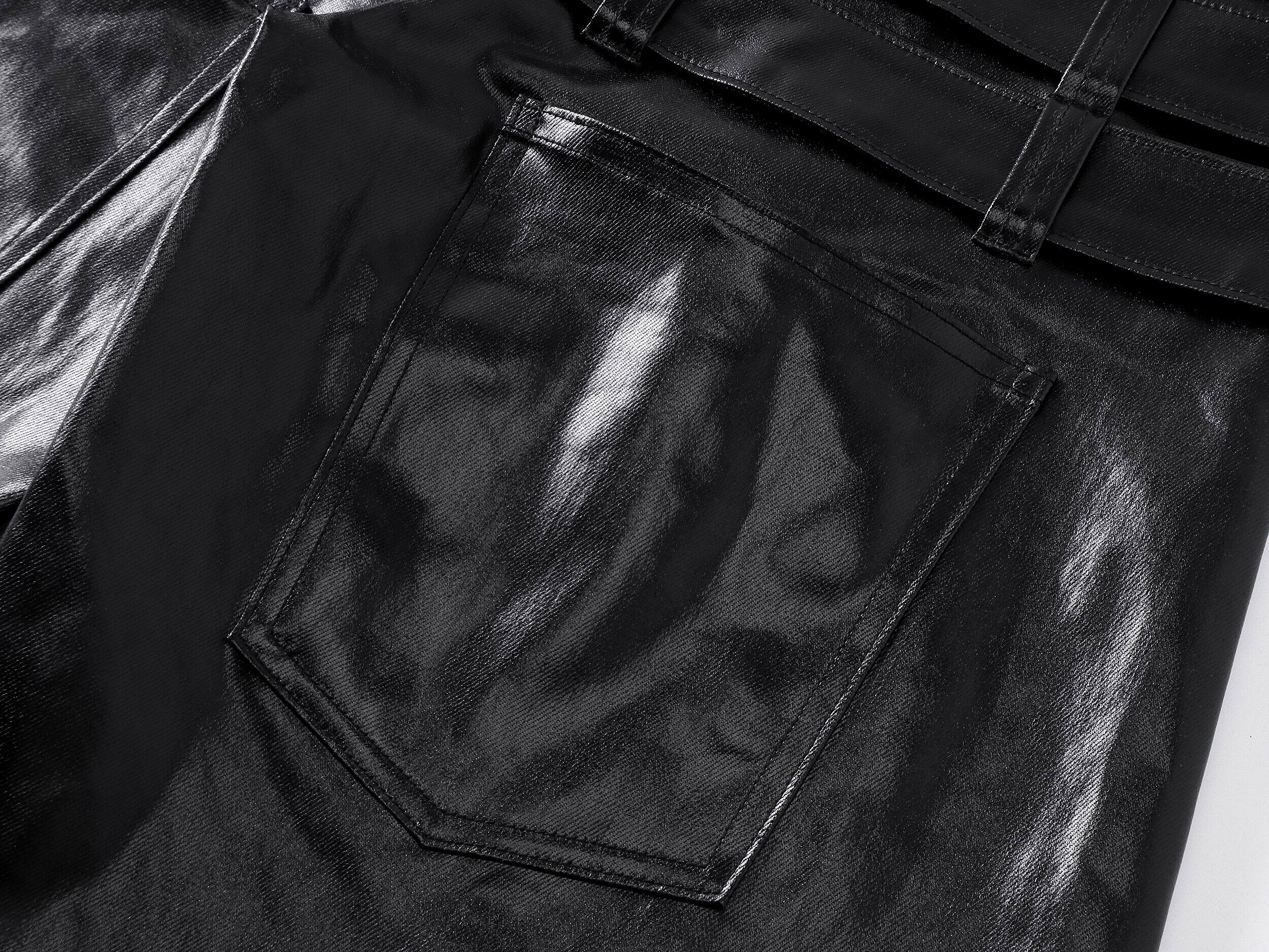 Multi-Waist Coated Biker Pants