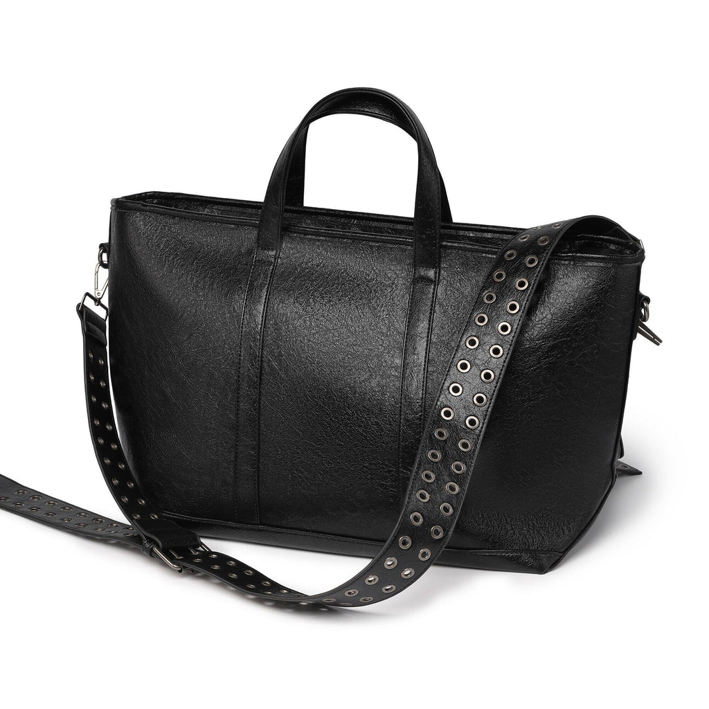 Cross Pattern Cracked PU Leather Tote Bag