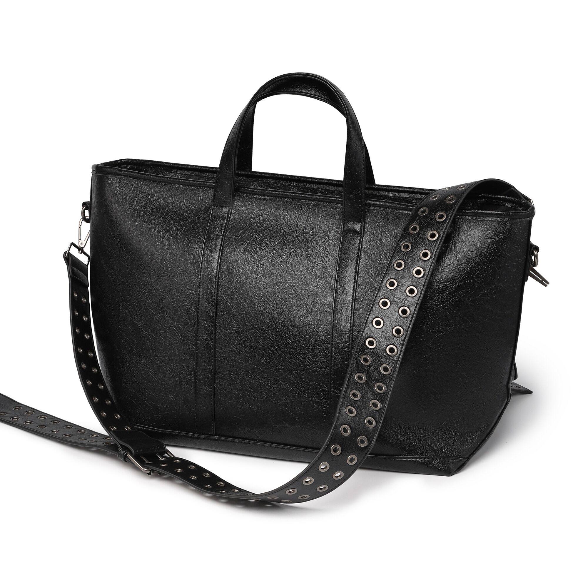 Cross Pattern Cracked PU Leather Tote Bag