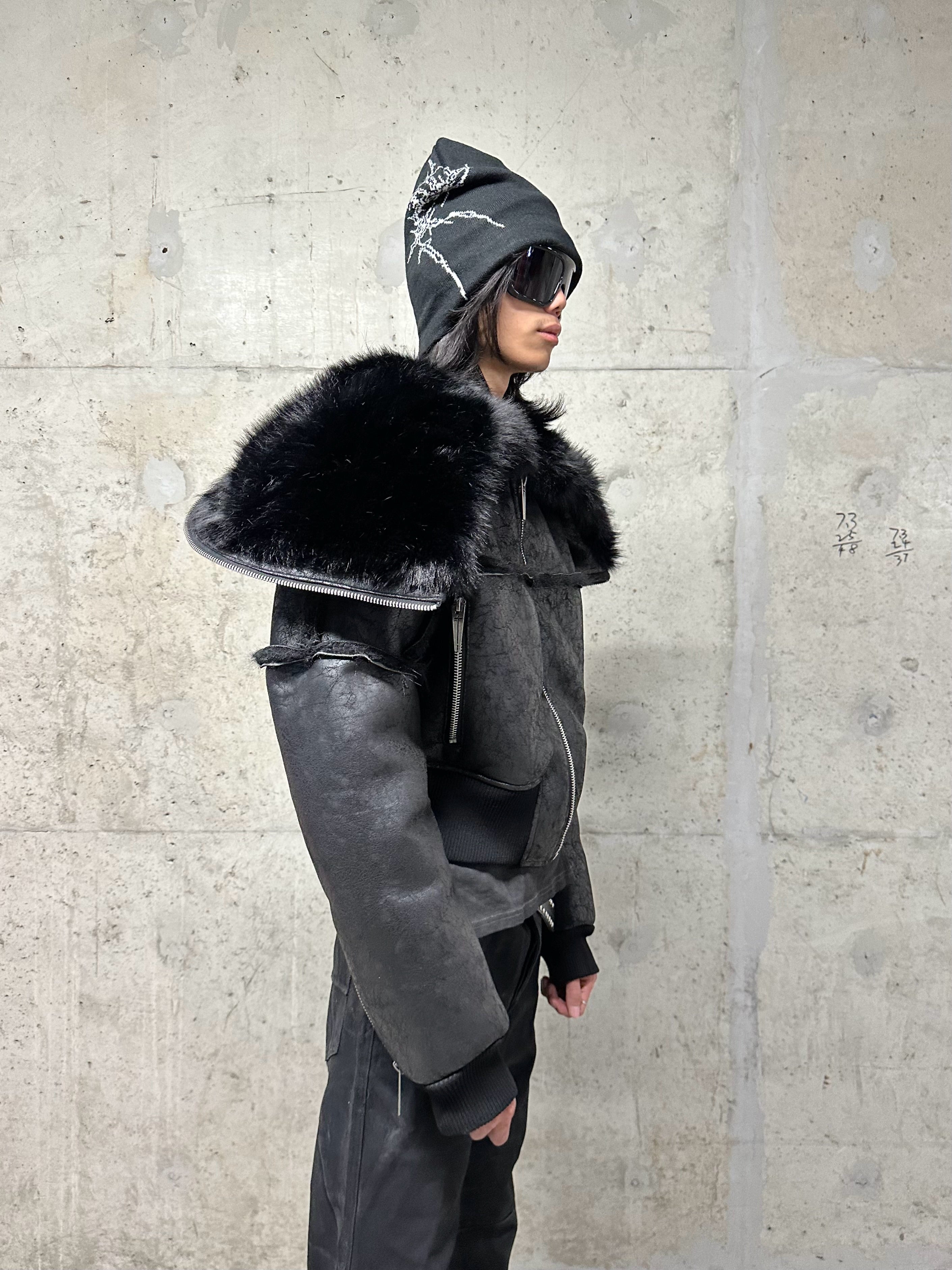 Multi-Zipper Fur Collar Fur Jacket