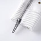 White Double-Zipper Layered Gloves
