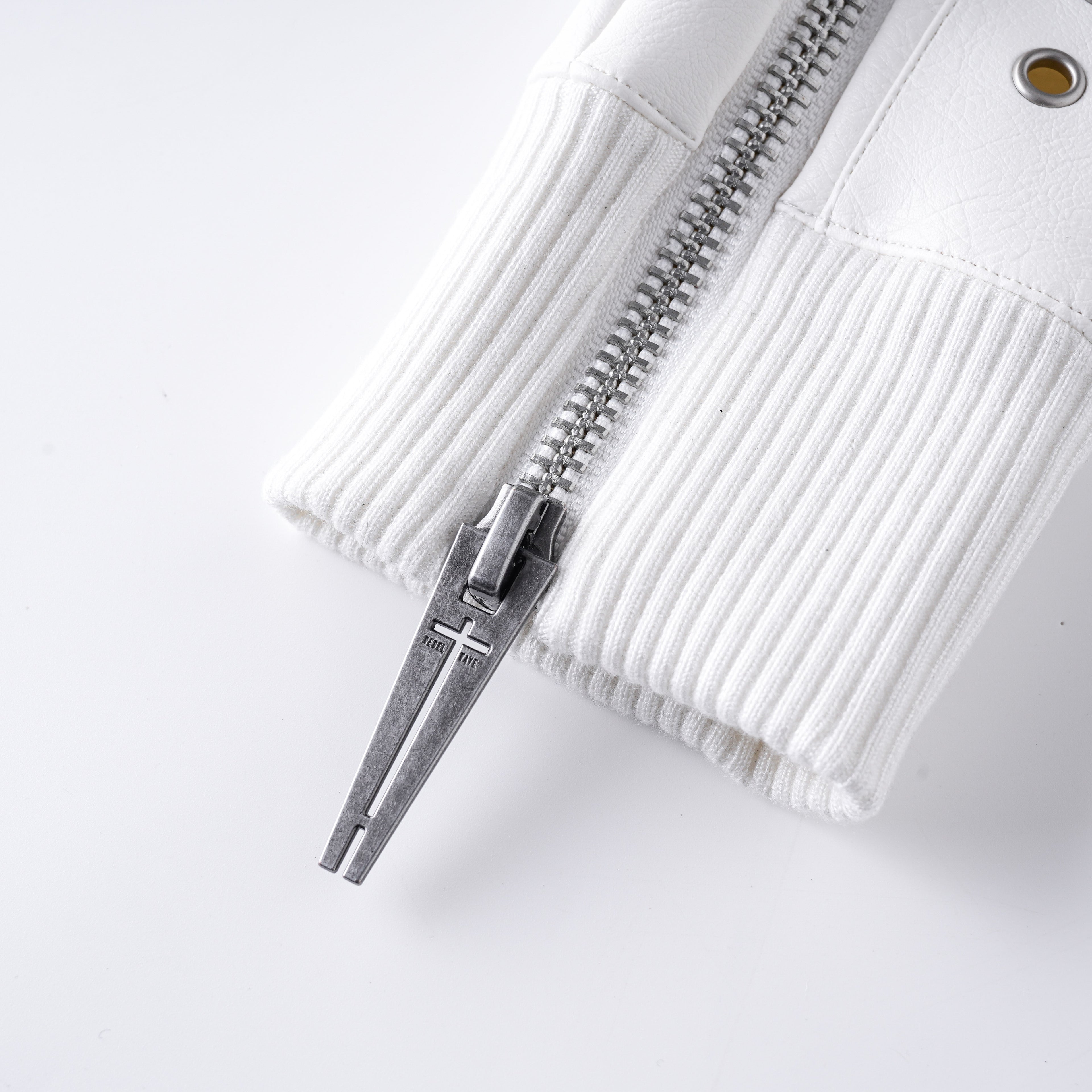 White Double-Zipper Layered Gloves