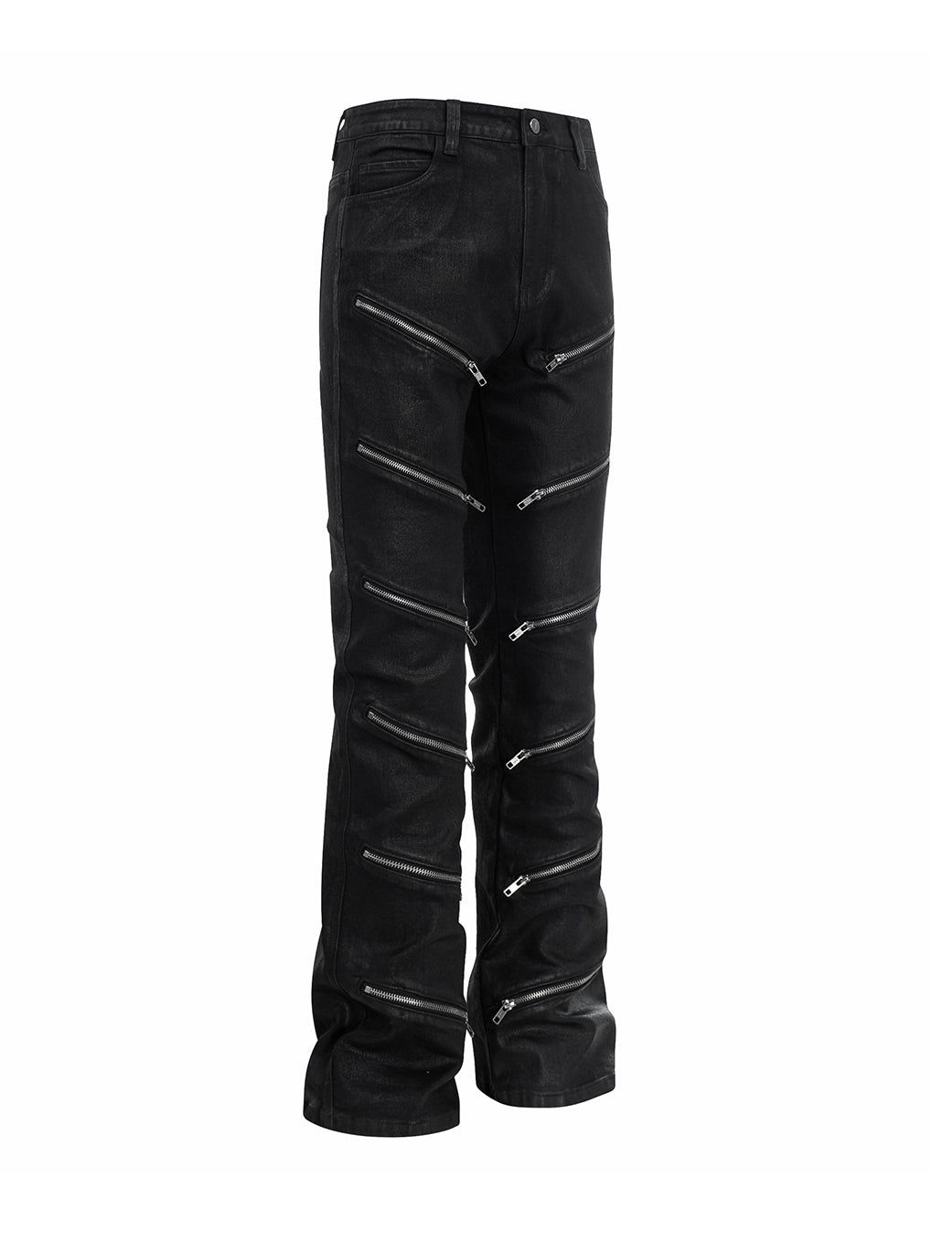 "ZIP" Multi-zipper Wax Pants