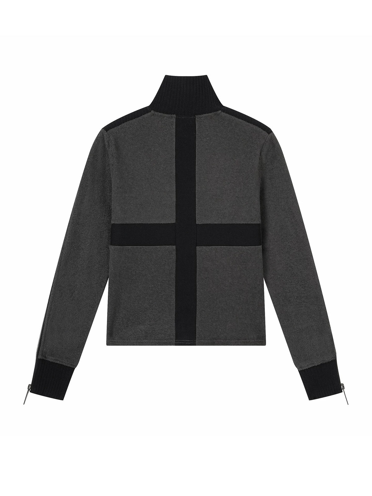 Napoleon Court Standing Collar Double-Breasted Terry Cloth Long Sleeve Jacket
