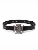 Genuine Leather Belt with Cross Metal Studs