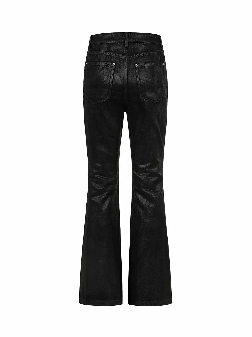 Cross‑Stitch Zip Waxed Denim Flare Pants