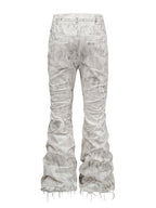 White Distressed Flare Denim Pants