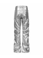 "ф" Silver Liquid Leather Pants