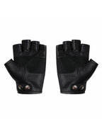 Half Finger Leather Gloves with Cross Studs