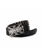 Flag Studded Top-Grain Cowhide Leather Belt