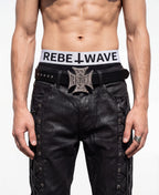 Genuine Leather Belt with Cross Metal Studs