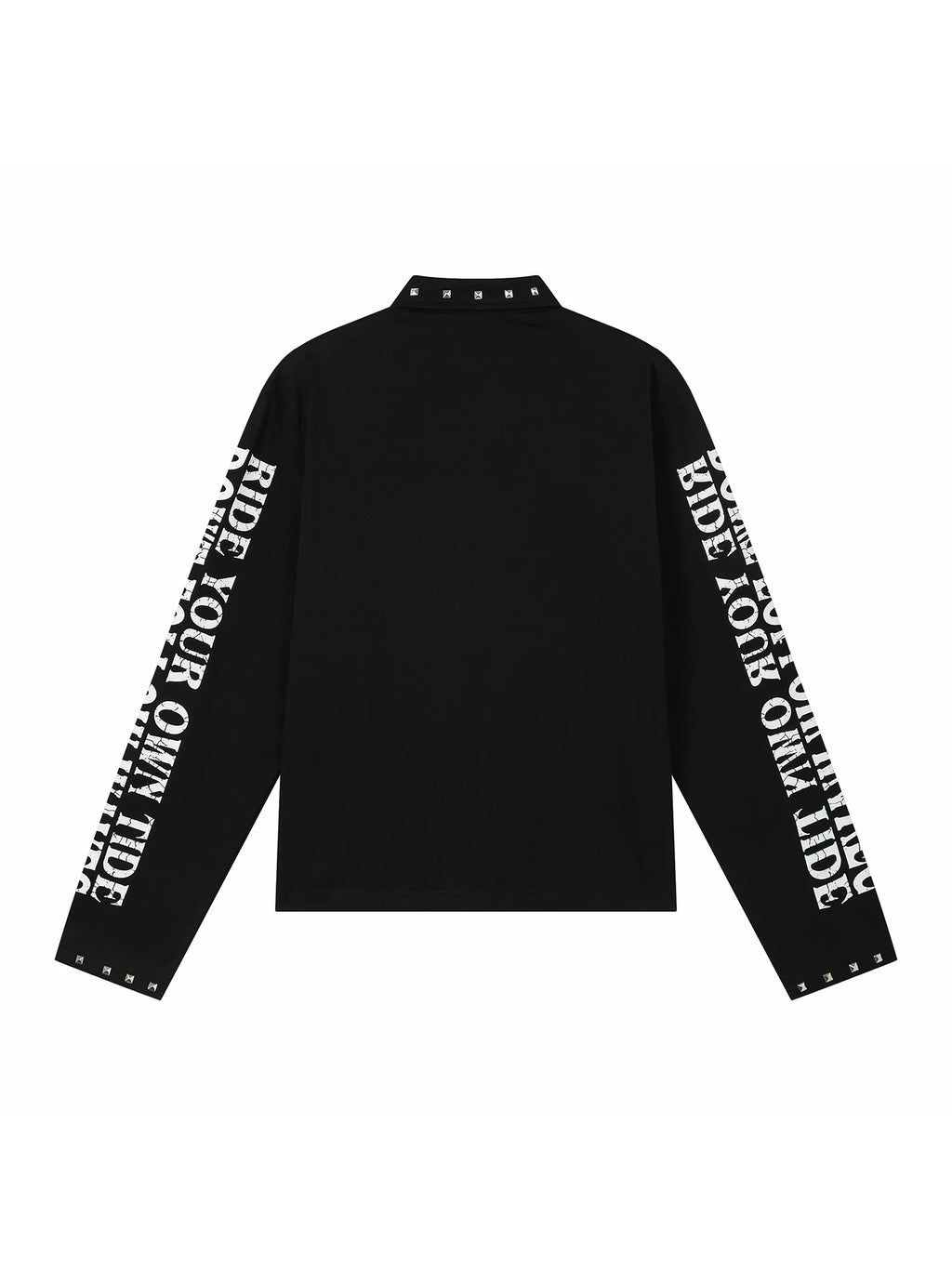 Russian Text & Rivet Print Long Sleeve Polo