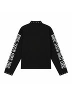 Russian Text & Rivet Print Long Sleeve Polo