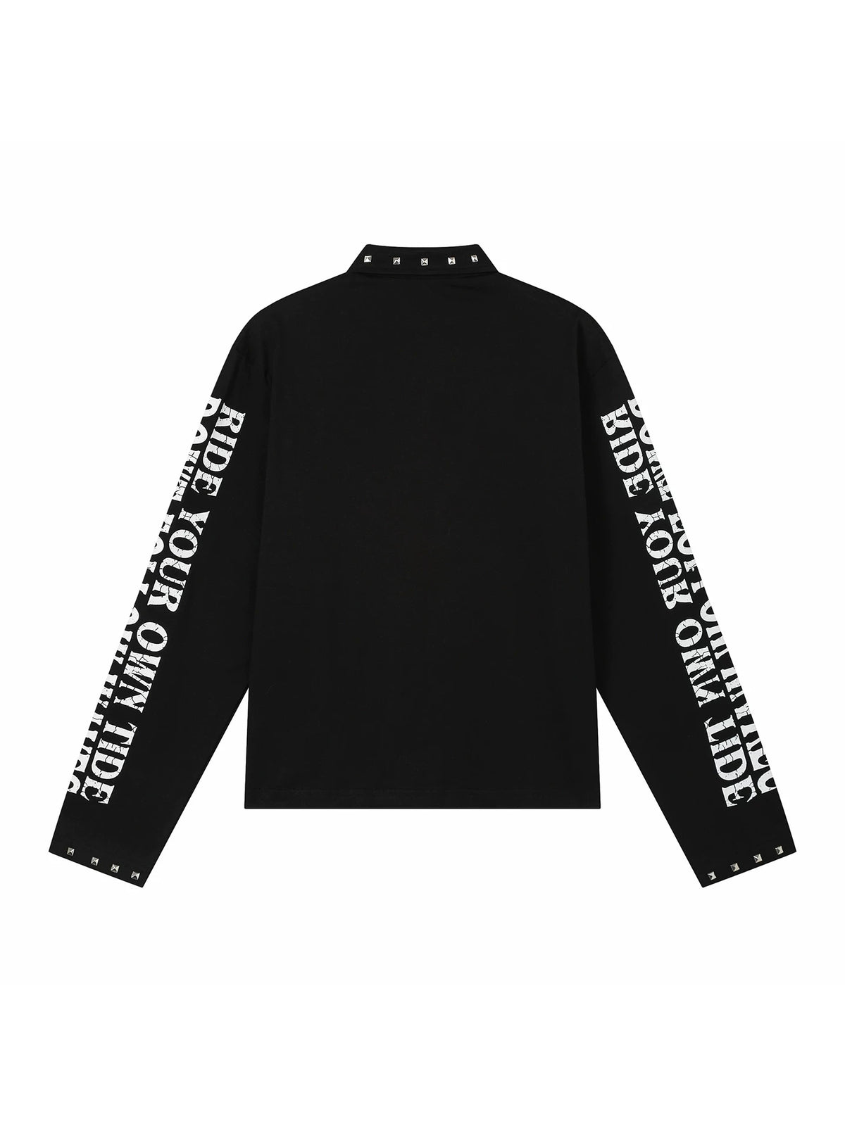 Russian Text & Rivet Print Long Sleeve Polo