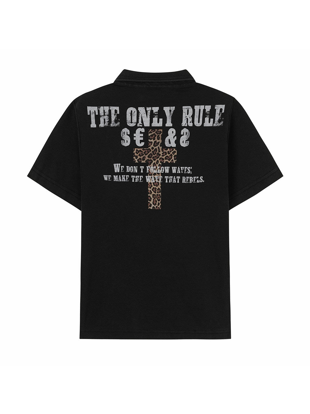 Leopard Flag Print Short Sleeve Polo Tee