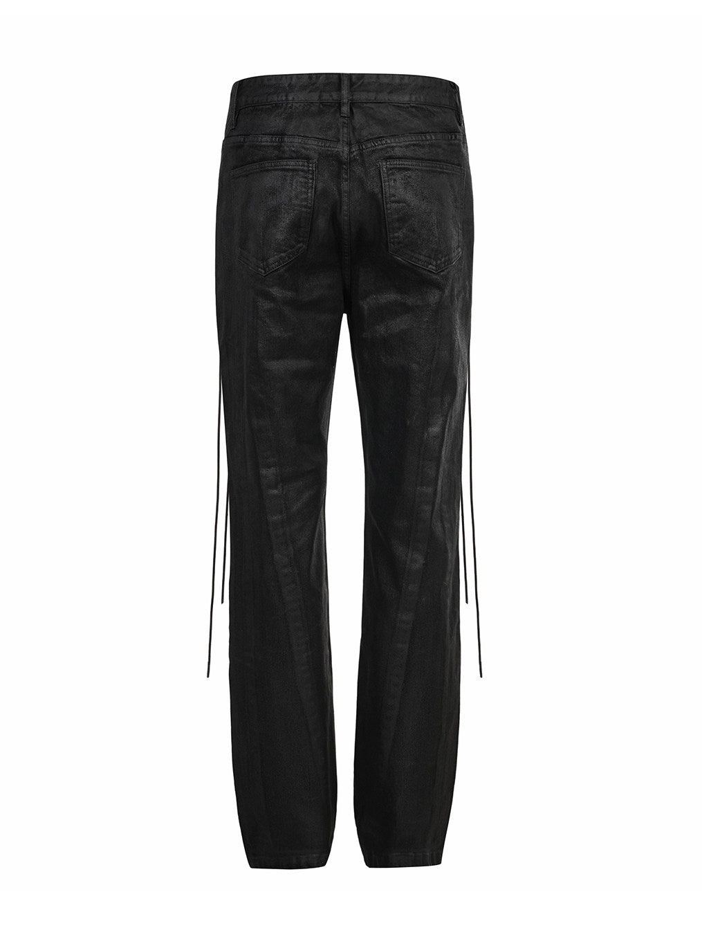 Waxed Straight-Leg Jeans with Wax Coating & Strap Details
