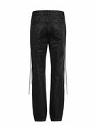 Waxed Straight-Leg Jeans with Wax Coating & Strap Details