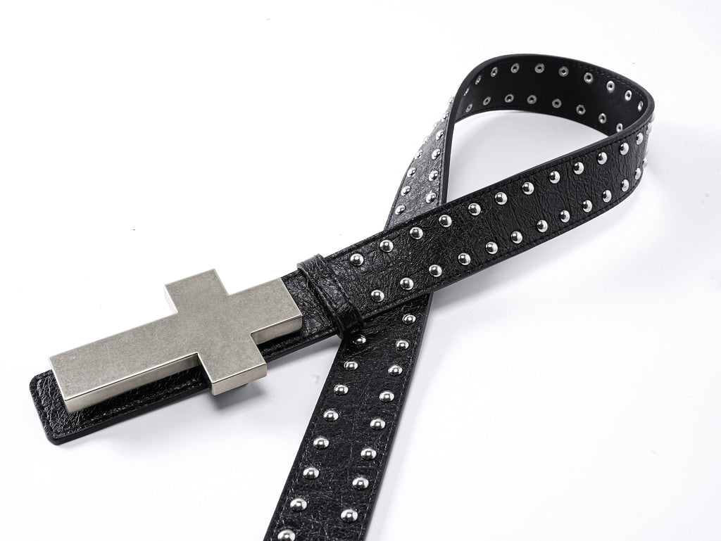 "╋" Cracked Leather Rivet Belt