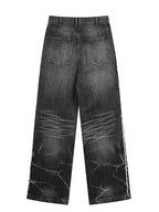 Lightning Washed Frayed Hem Jeans