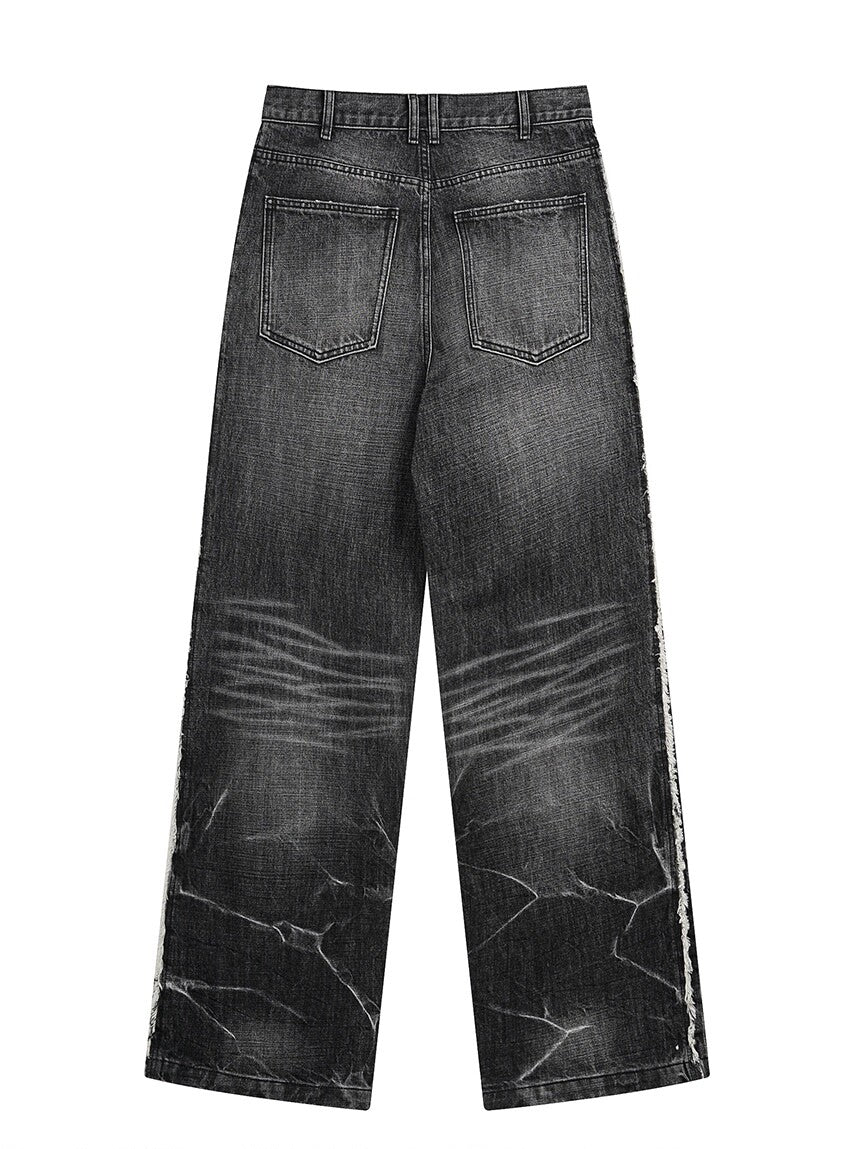 Lightning Washed Frayed Hem Jeans