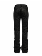 Rivet Straight Waxed Denim Pants, Skinny Fit