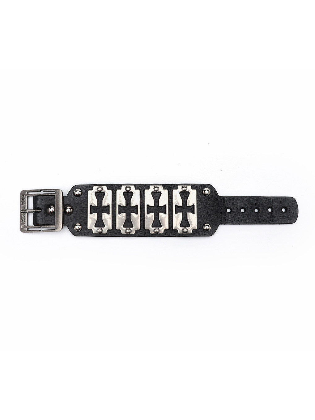 Genuine Leather Cross Blade Bracelet 23cm