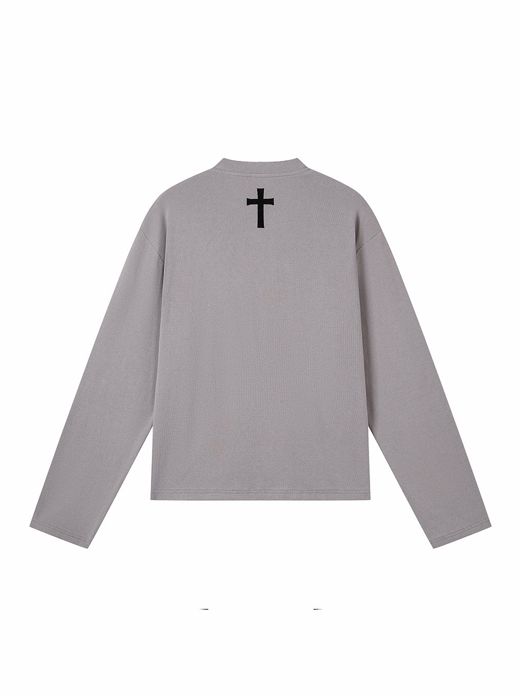Printed Henley‑Collar Long‑Sleeve Long Polo Tee