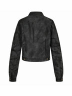Suede Washed Distressed Jacket, Dirty Creased Denim Outerwear