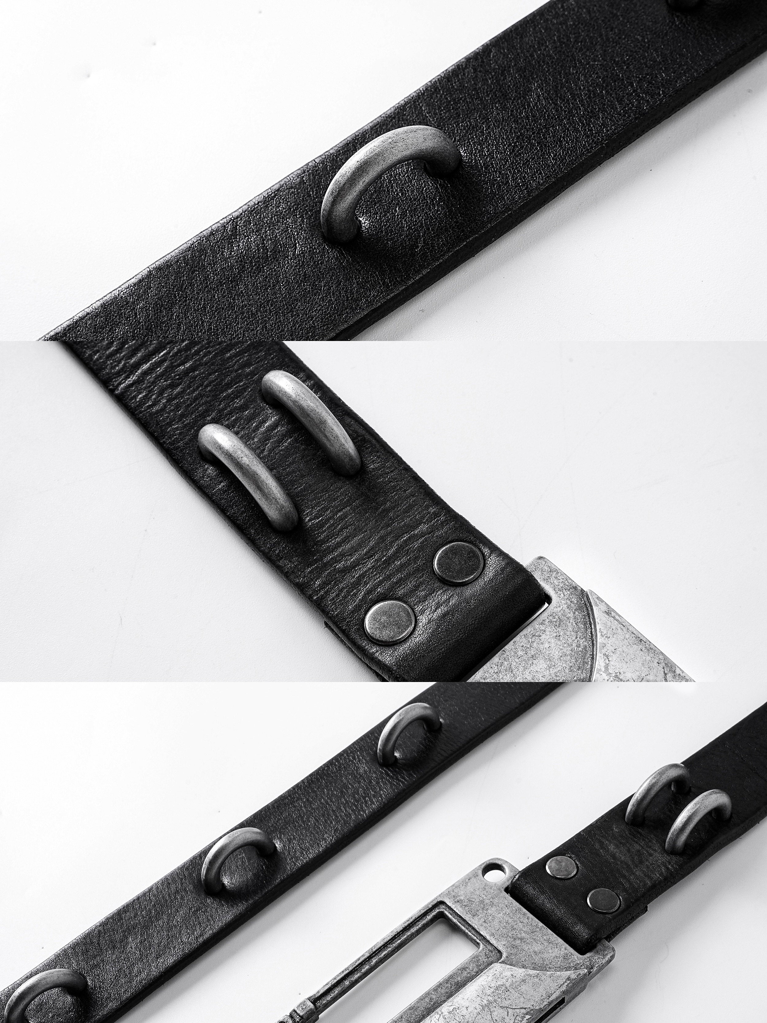 BΣLA Military Leather Belt - Steel Ring & Blade Buckle