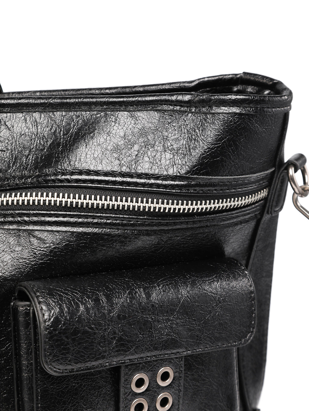 Cross Pattern Cracked PU Leather Tote Bag