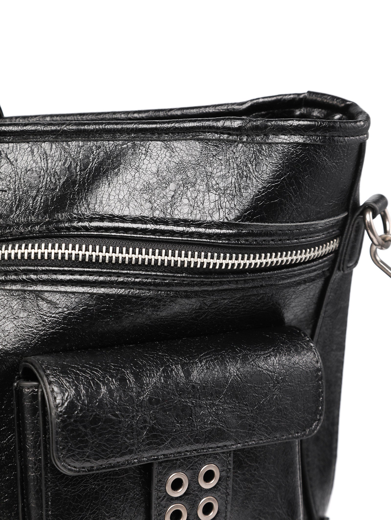 Cross Pattern Cracked PU Leather Tote Bag