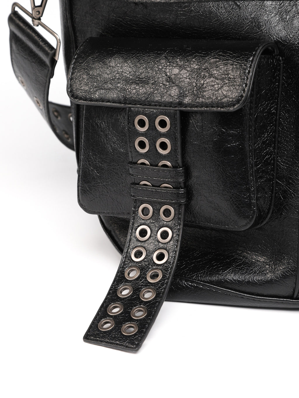 Cross Pattern Cracked PU Leather Tote Bag