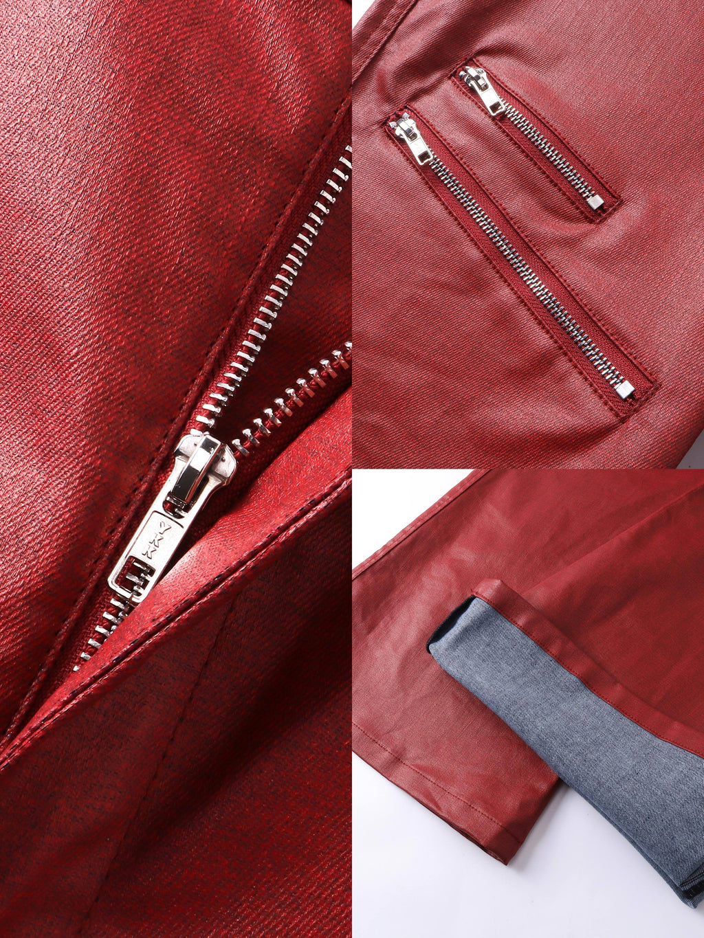 Liquid Metal Red Coated Waxed Flared Jeans