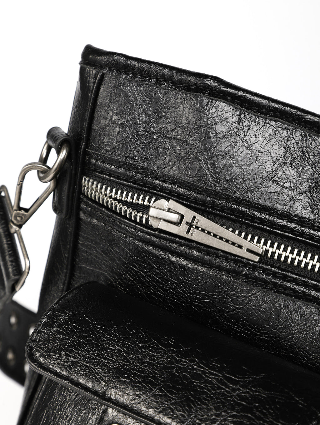 Cross Pattern Cracked PU Leather Tote Bag