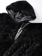 Faux Fur & Leather Hooded Jacket