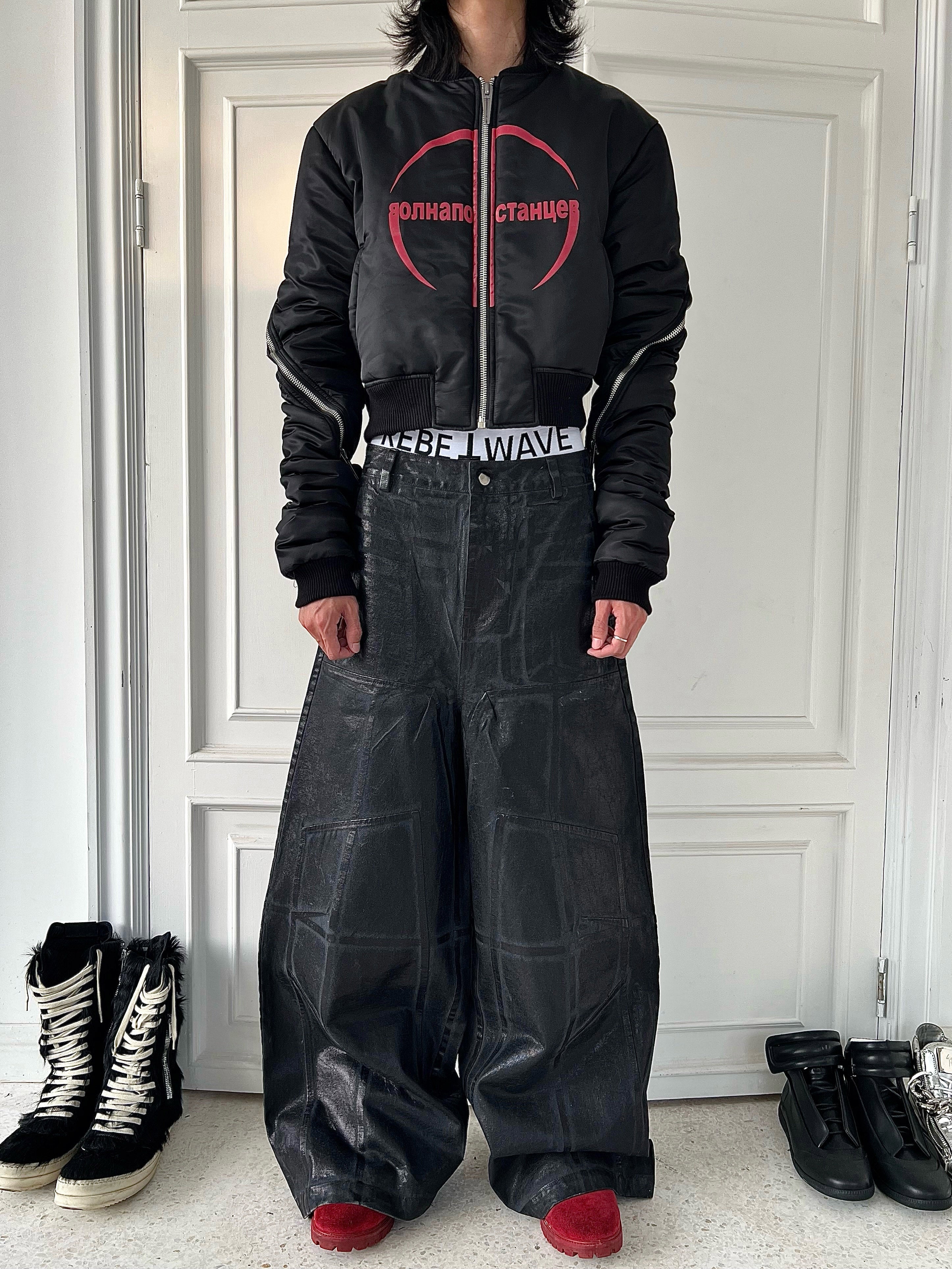 Crack Pattern Waxed Pants