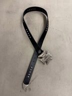 Genuine Leather Belt with Cross Metal Studs