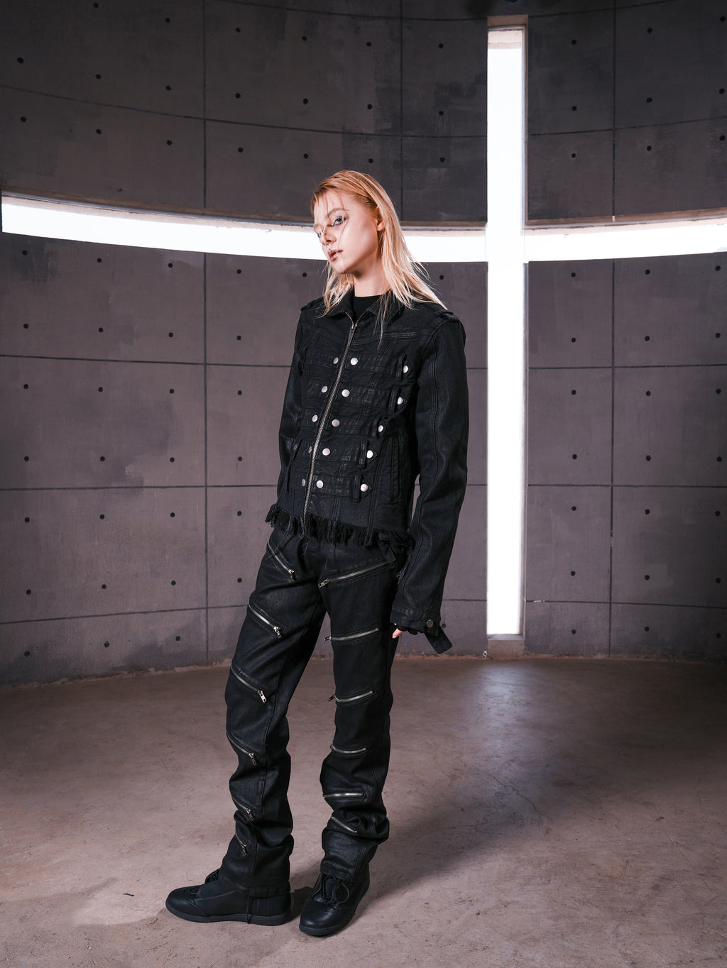 "ZIP" Multi-zipper Wax Pants