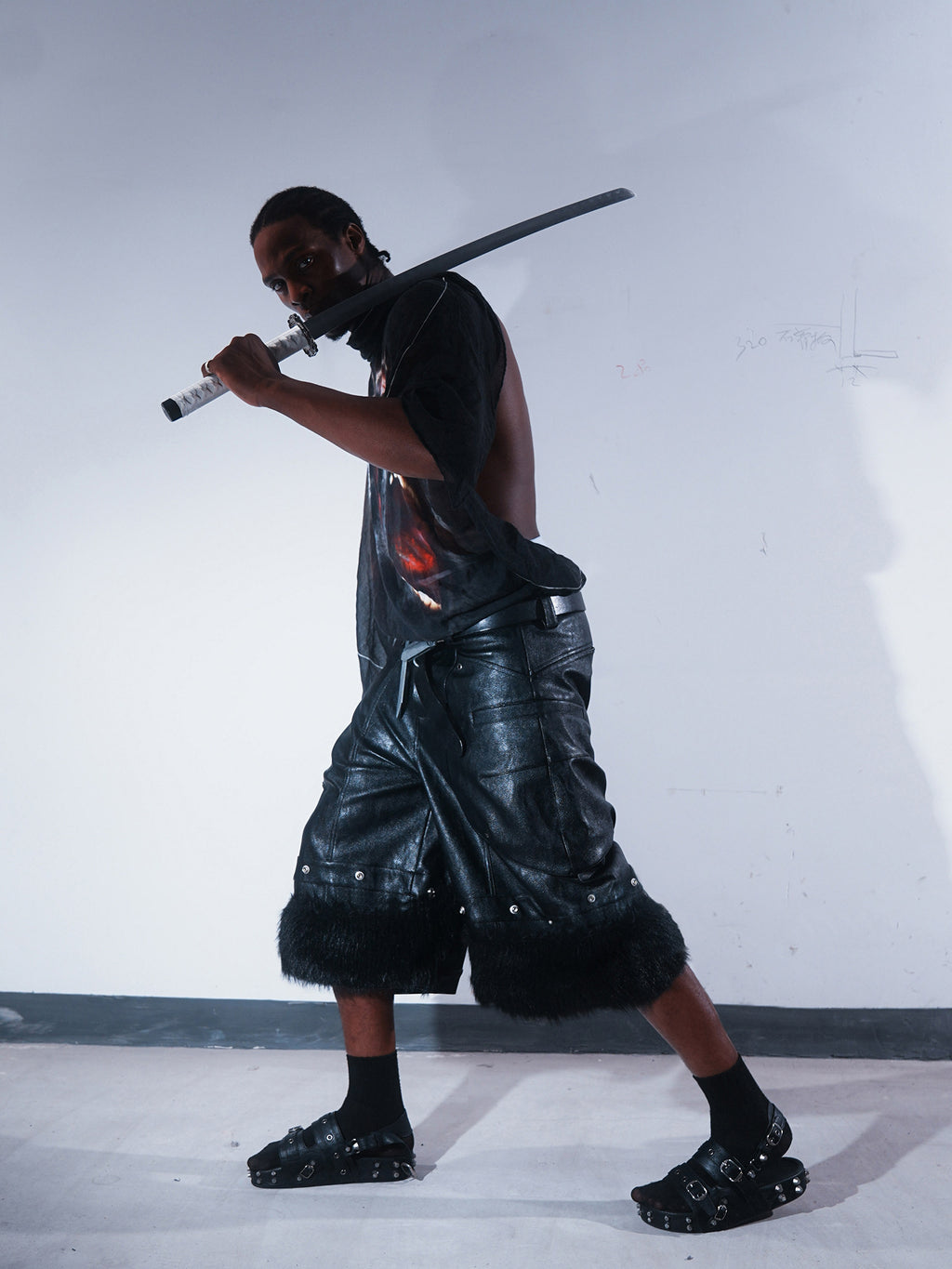 Detachable Waxed Cropped Leather Pants