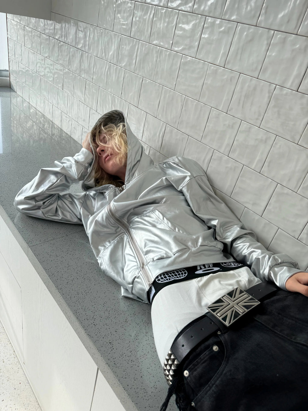 Silver Zip-Up Hoodie