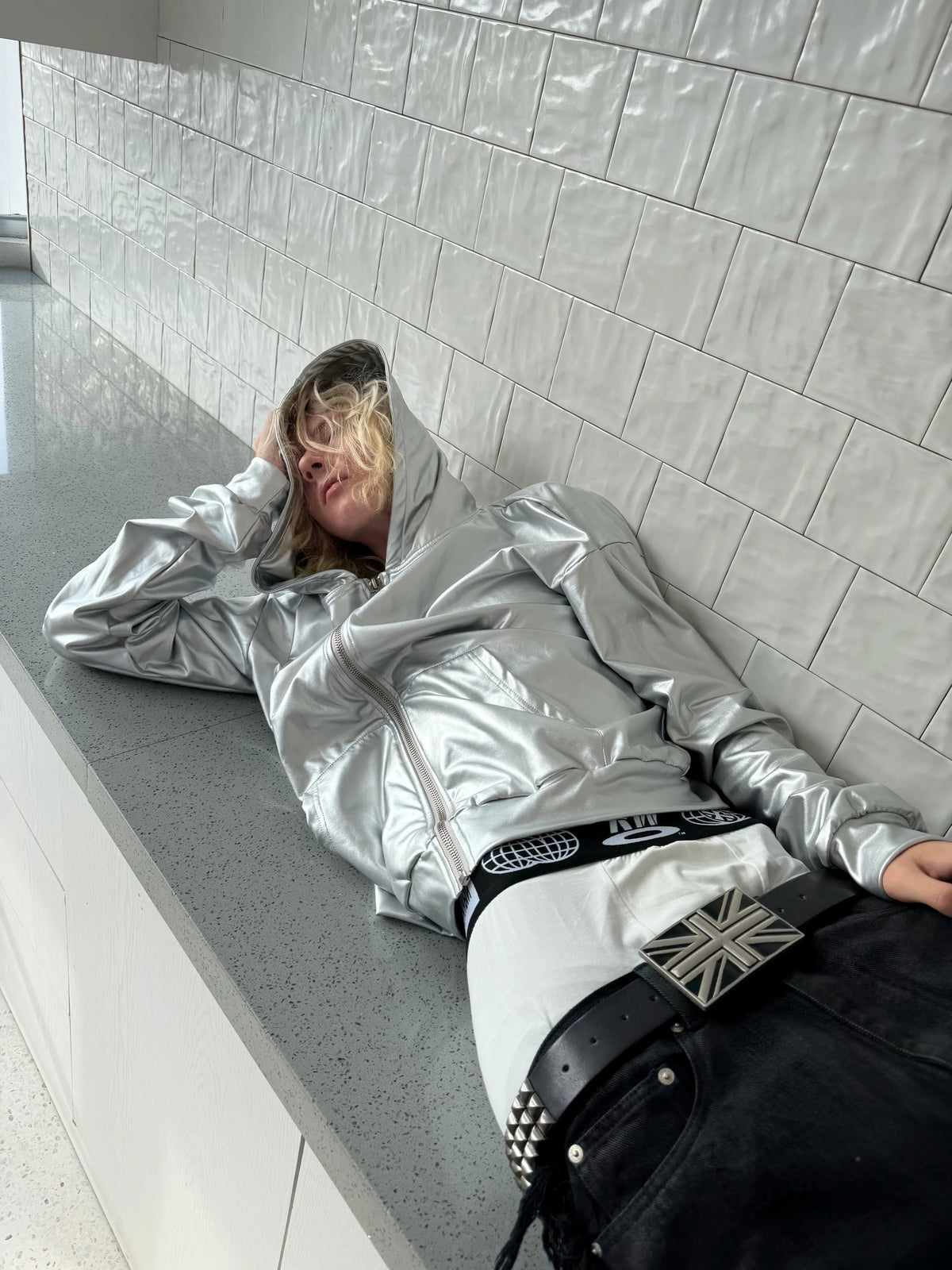 Silver Zip-Up Hoodie